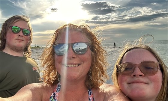 Kim Newman and her children enjoying the summer sun